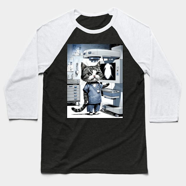 Cute cat radiologist Baseball T-Shirt by Spaceboyishere